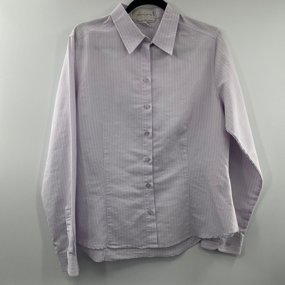 3For$20 IL Migliore Purple/White Button Down Blouse size: Large